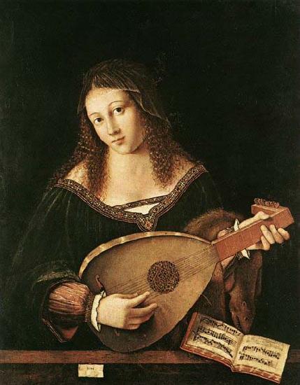 BARTOLOMEO VENETO Woman Playing a Lu oil painting picture
